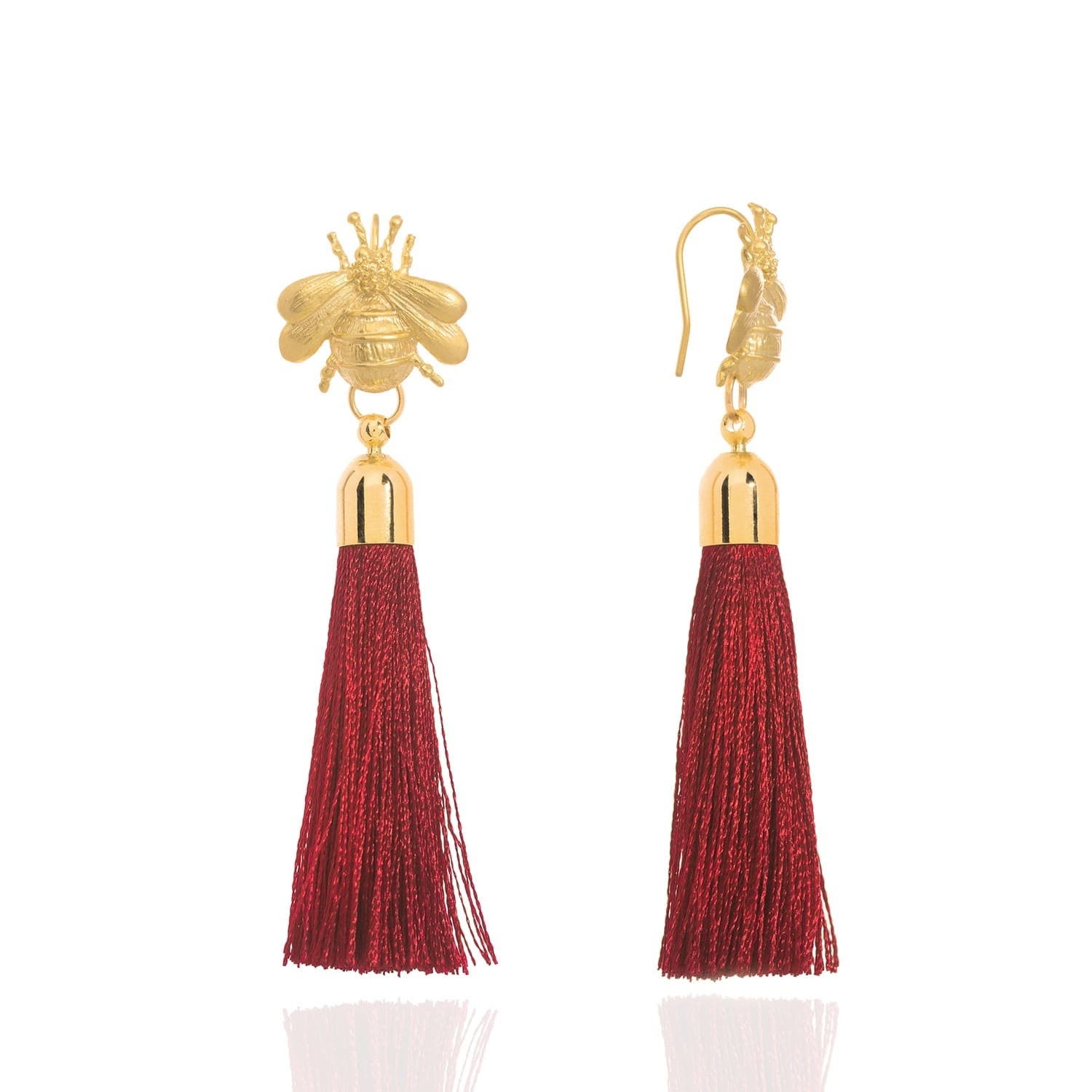 Bee Tassel Earrings Red by C.J.M | Wolf and Badger (Global excl. US)