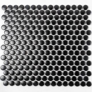 Cirkel Black 11.46 in. x 12.4 in. Glossy Porcelain Mosaic Wall and Floor Tile (9.87 sq. ft./case) (10-pack) | The Home Depot