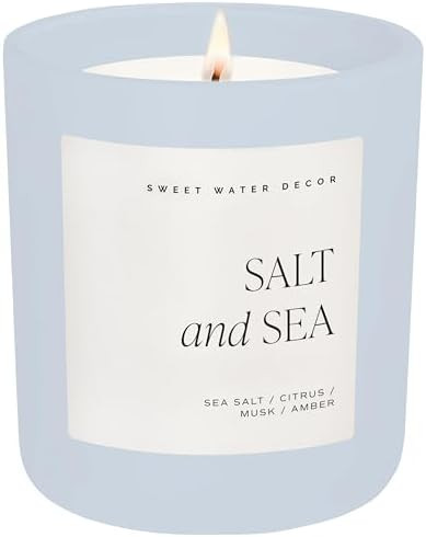 Sweet Water Decor Salt and Sea Scented Soy Candle, Scent Notes of Sea Salt, Citrus, Musk, and Amb... | Amazon (US)