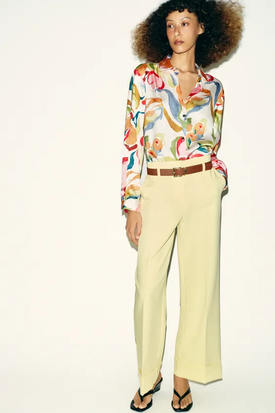 FLORAL PRINT SATIN EFFECT SHIRT | Zara US