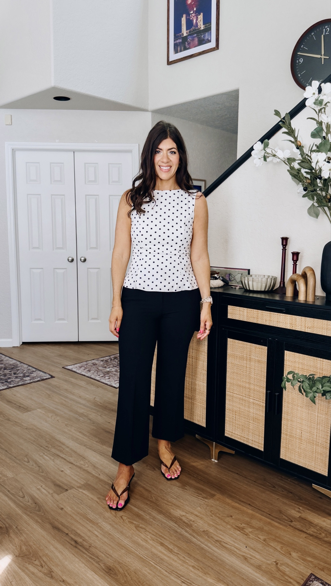Spring tend: polka dots
In a medium top and 10 cropped flare trouser 

#LTKTall #LTKSaleAlert #LTKMidsize