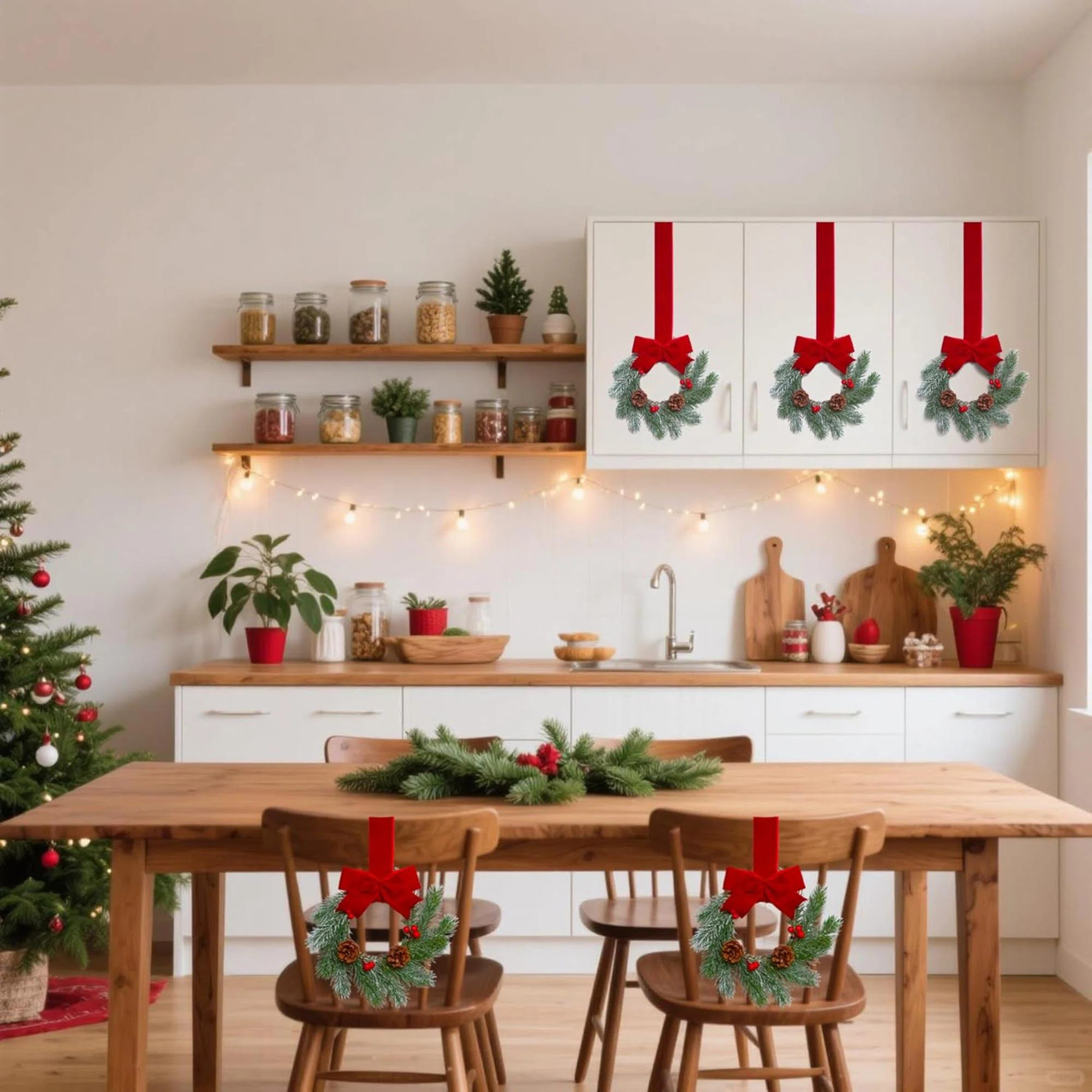 ZHUANXUN  Christmas Wreath With ,  Mini Wreaths For Cabinet,  Wreaths For Kitchen Cabinet Window ... | Wayfair North America