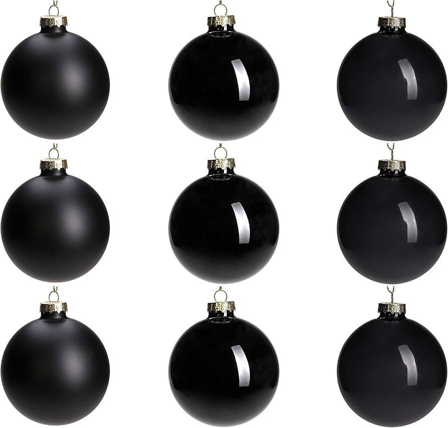 DN DECONATION Black Glass Christmas Ornaments, 3.15” Christmas Ball Hanging Christmas Baubles f... | Amazon (US)