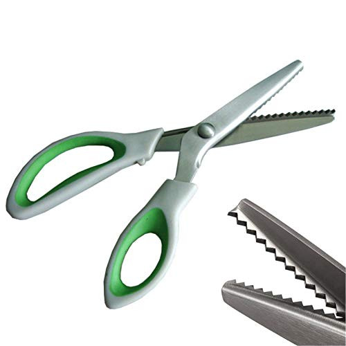 Green Pinking Shears Comfort Grips Crafts Zig Zag Cut Sewing Scissors,Professional Handheld Dress... | Amazon (US)