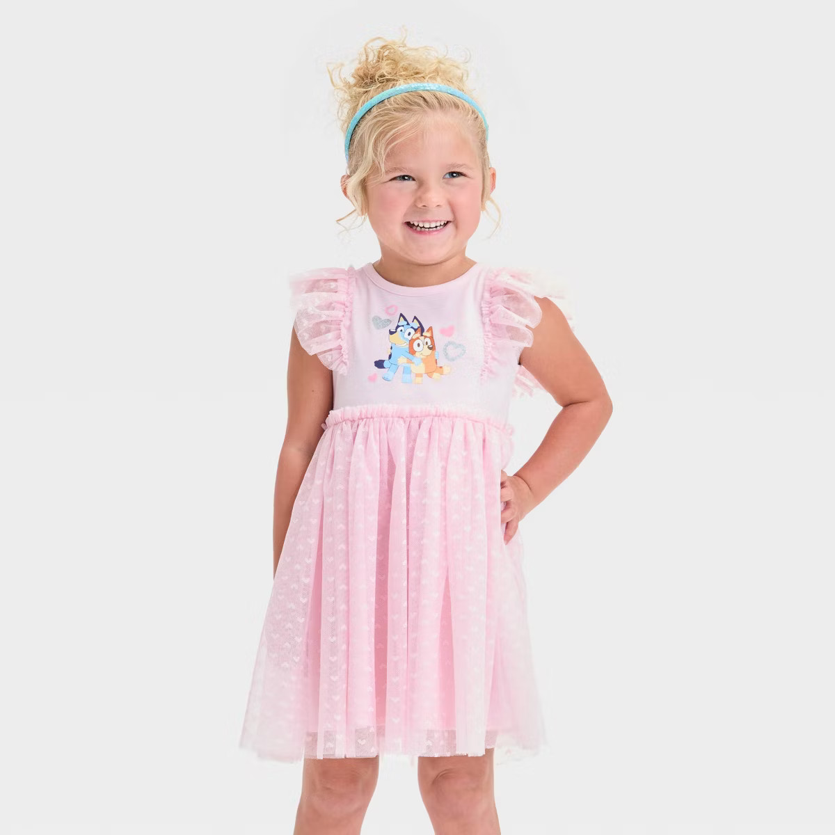 Toddler Girls' Bluey and Bingo Valentine's Tulle Dress - Light Pink | Target