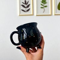 Black Cauldron Green Leaves Mug Ceramic Wiccan Home Decor Halloween Party Cottage Witch | Etsy (US)