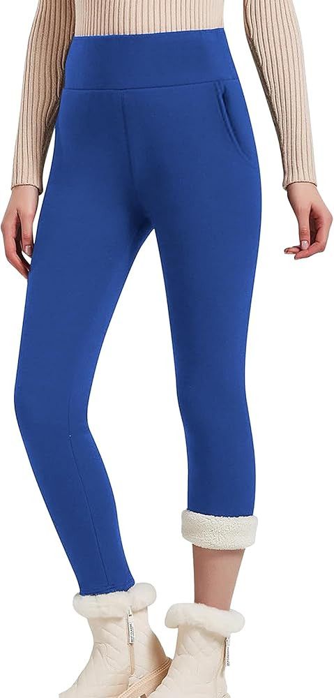 Hixiaohe Women's Casual Sherpa Fleece Lined Warm Leggings Thicken Heavy Jogger Pants | Amazon (US)