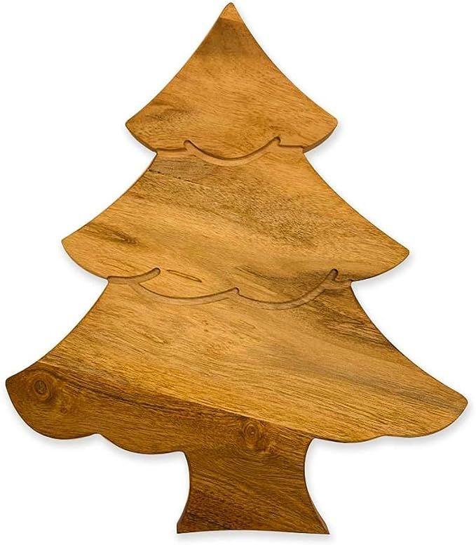 WOODLERY Christmas Tree Shaped Wood Cutting Board for kitchen, Mini Tree Shaped Wooden Cutting Bo... | Amazon (US)