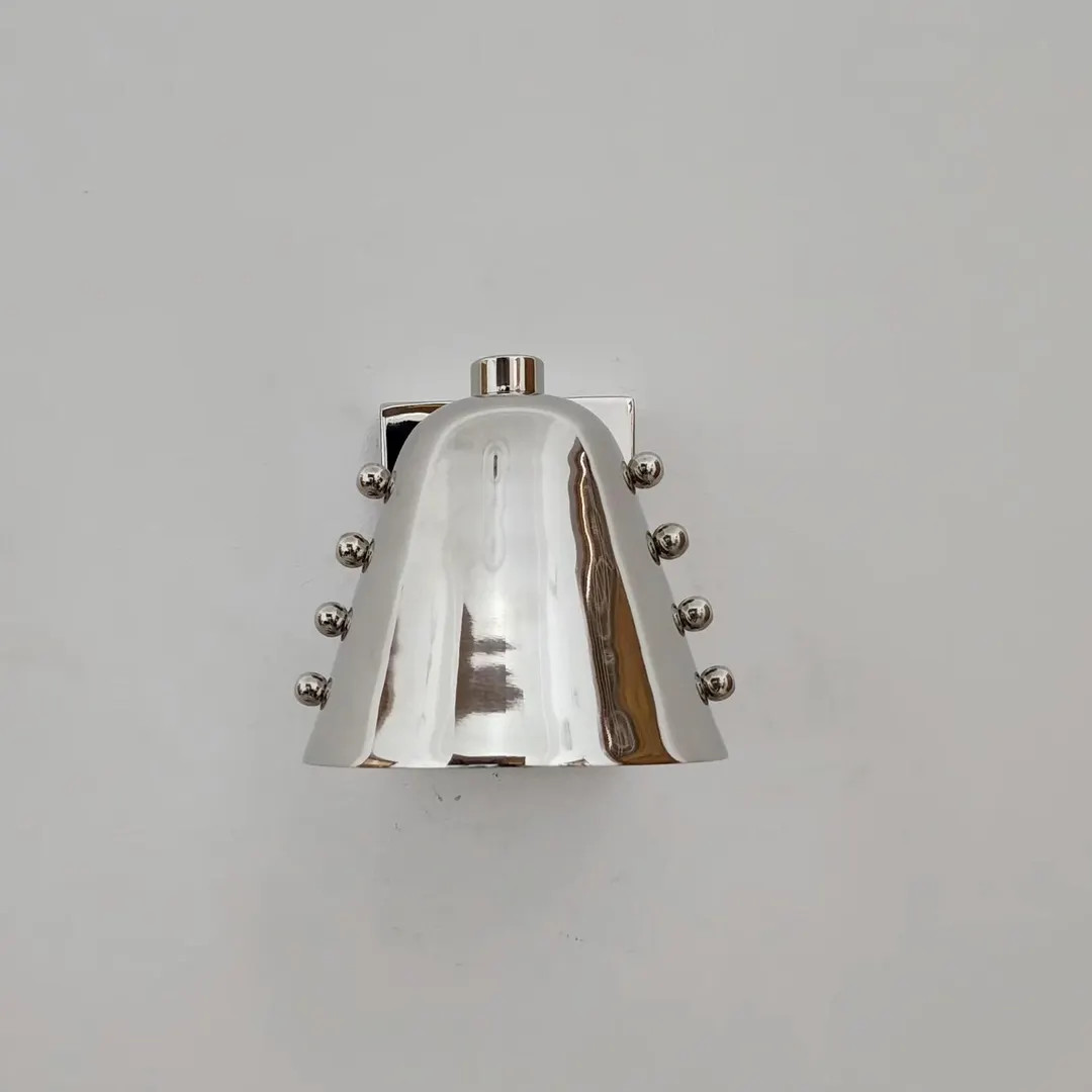 Bold Cone Brass Wall Sconce with Rivet Accents – Handcrafted Mid-Century Design - Polished Chro... | Etsy (US)