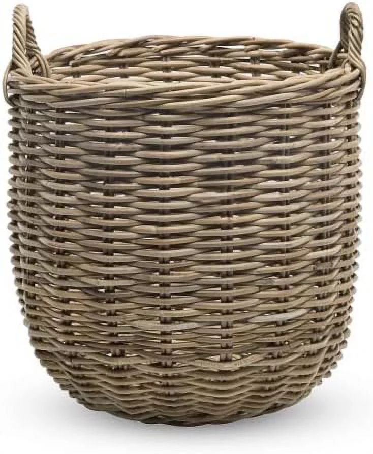 rattan kobo round storage basket, handwoven rattan basket with handles, organization & home decor... | Walmart (US)