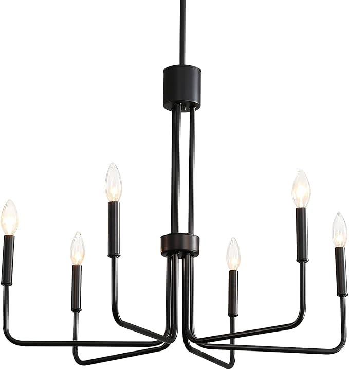 NILOAH Black 6-Light Farmhouse Chandeliers Light Fixture, Modern Industrial Vintage Pendant Light... | Amazon (US)