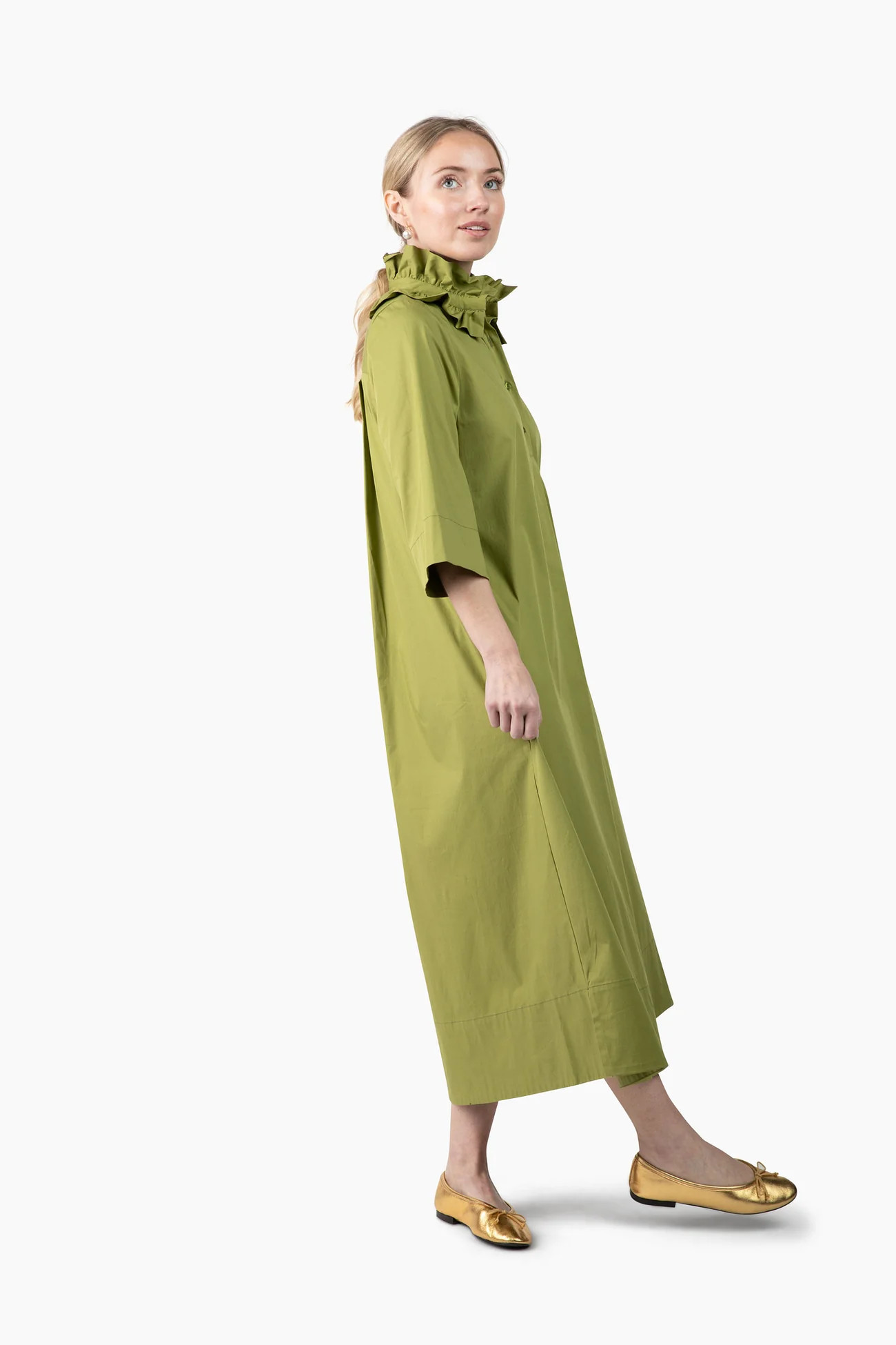 Weekender Ruffle Caftan - Wasabi | Quiet Culture