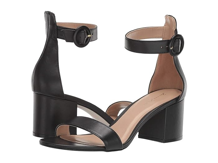 Massimo Matteo Strappy Block Heel (Black Leather) Women's Shoes | Zappos