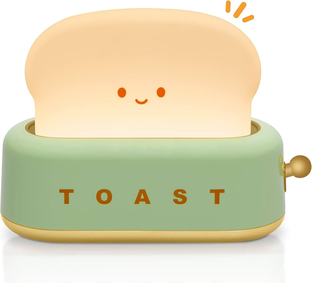 TOOGE Desk Decor Cute Toast Lamp Small Desk Lamp Night Light for Kids Rechargeable with Smile Fac... | Amazon (US)