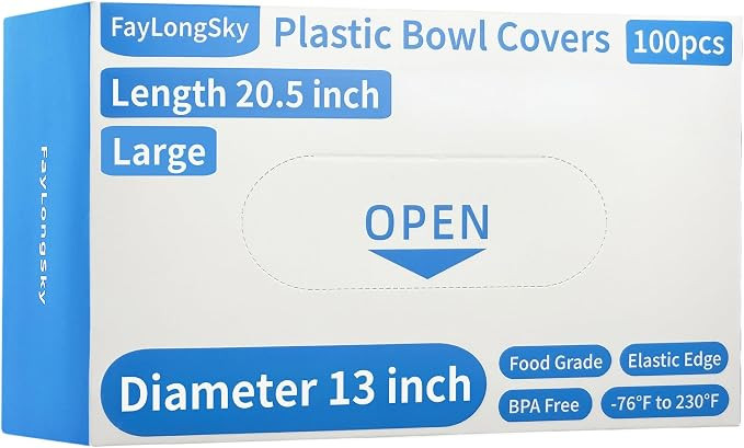 100 Boxed Bowl Covers Bread Proofing Large Plastic Wrap for Food Shower Caps for Sourdough Bread ... | Amazon (US)