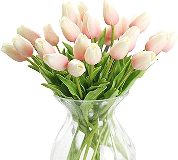 30 Pcs Artificial Tulip Flowers Real Touch Tulips Fake PU Tulip Flower Bouquet for Home Wedding P... | Amazon (US)
