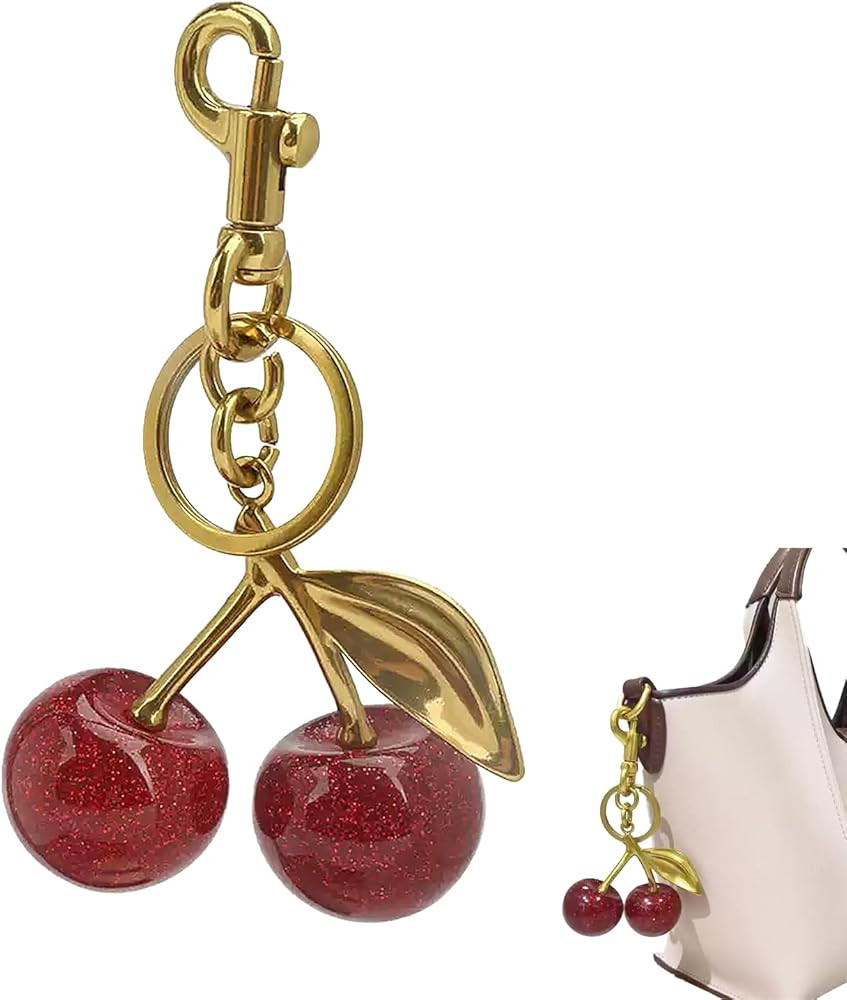 Cherry Bag Charm Keychain for Women, Cute Cherry Purse Accessories, Bag Charms for Handbags, Gift... | Amazon (US)