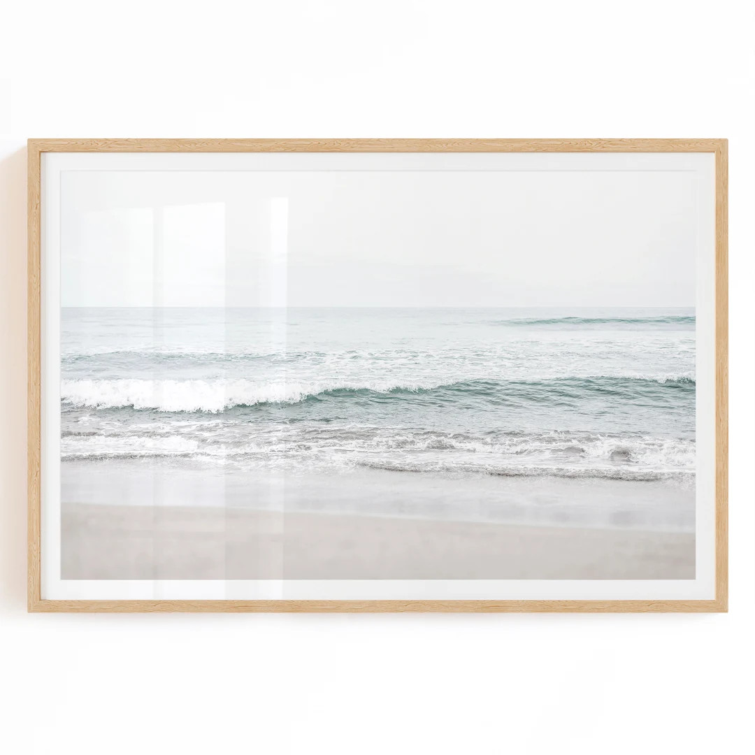 Neutral Beach Print, Tranquil Ocean Wall Decor, Muted Beach Wall Art, Modern Coastal Art, Pastel ... | Etsy (US)