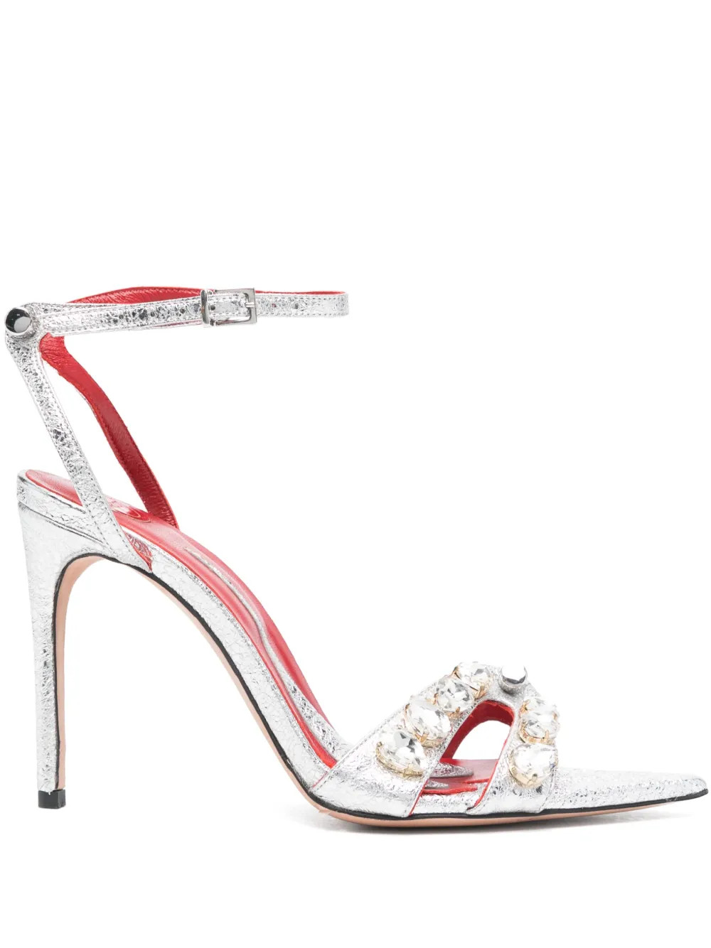 HARDOT 100mm Booty Sandals | Silver | FARFETCH | Farfetch Global