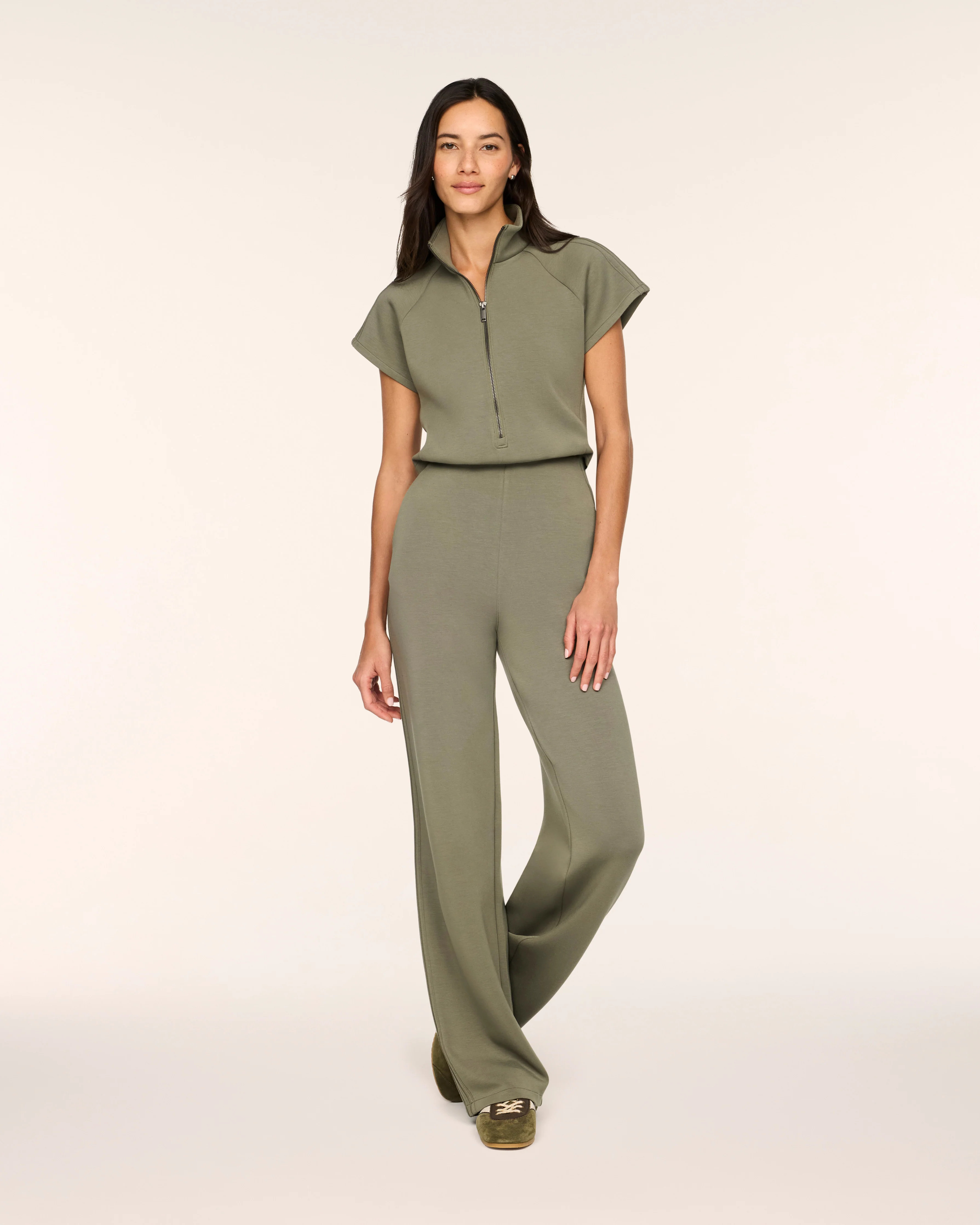 Pintuck Half Zip Jumpsuit | Spanx