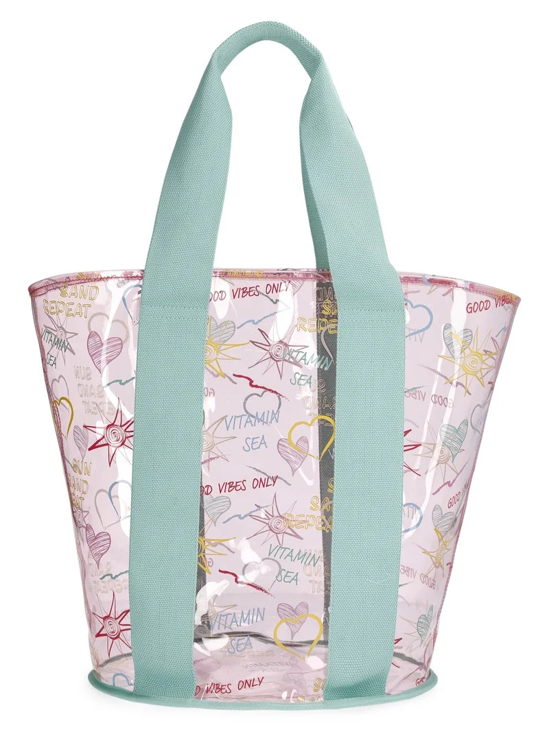 No Boundaries Clear Beach Tote, Multicolor, Women's | Walmart (US)