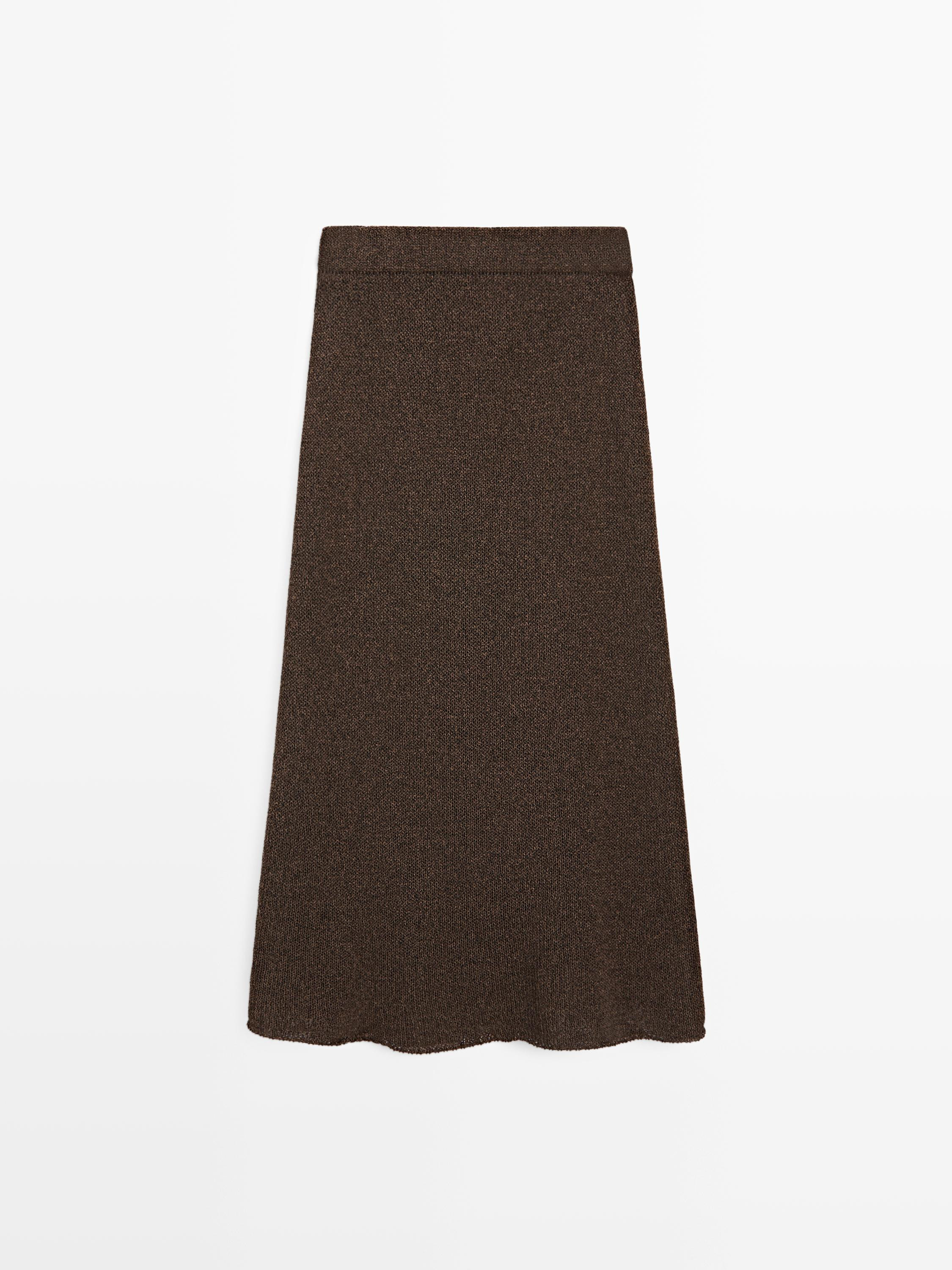 Long cotton blend knit skirt | Massimo Dutti UK