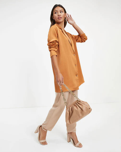 Polished Gal Satin Button Up Top - Copper - FINAL SALE | VICI