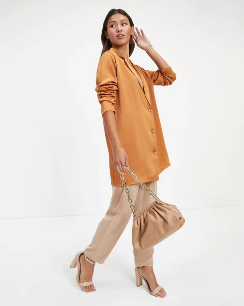 Polished Gal Satin Button Up Top - Copper - FINAL SALE | VICI Collection