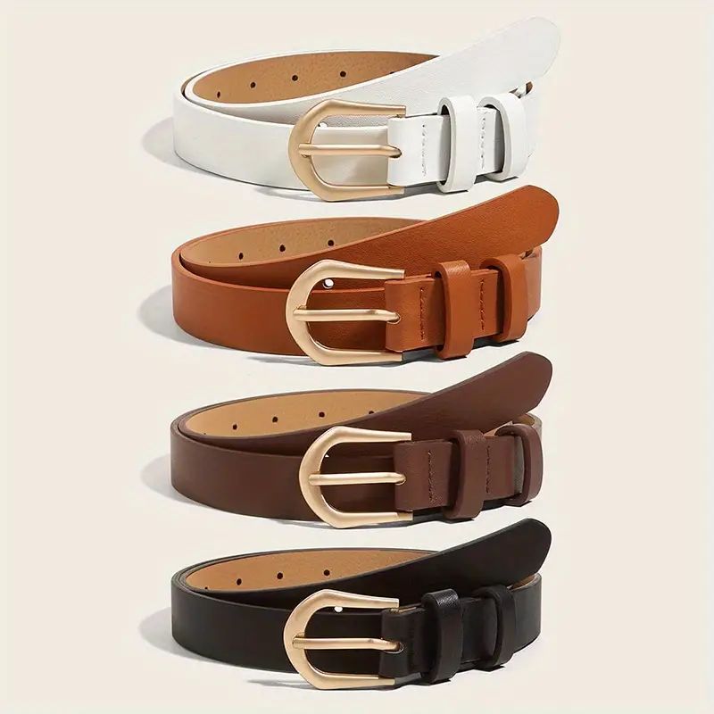4pcs/set Simple PU Belt Stylish Pin Buckle Solid Color Belt Casual Jeans Pants Belt Dress Girdle ... | Temu Affiliate Program
