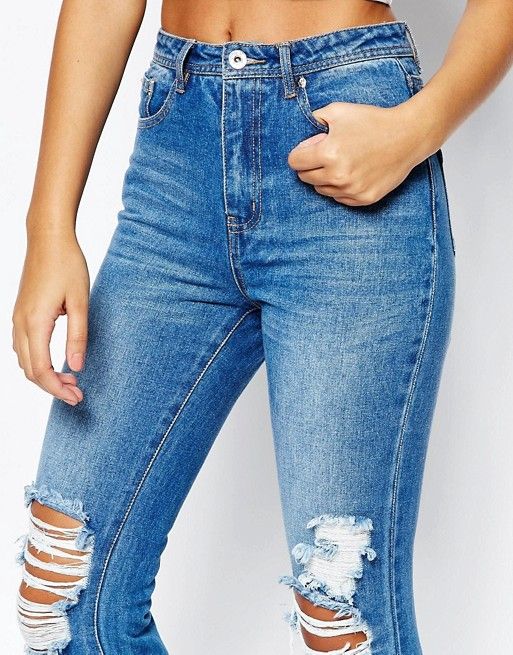 Missguided Riot High Rise Ripped Knee Skinny Jean | ASOS UK