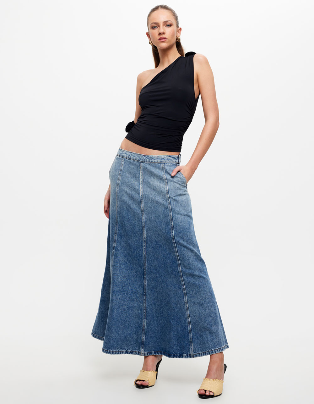 LIONESS Wyoming Womens Maxi Denim Skirt | Tillys