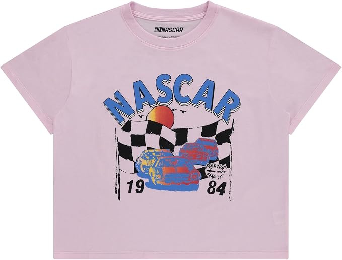 NASCAR Ladies Racing Fashion Shirt - Ladies Classic Racing Tee Front and Back Skimmer Crop Top Te... | Amazon (US)