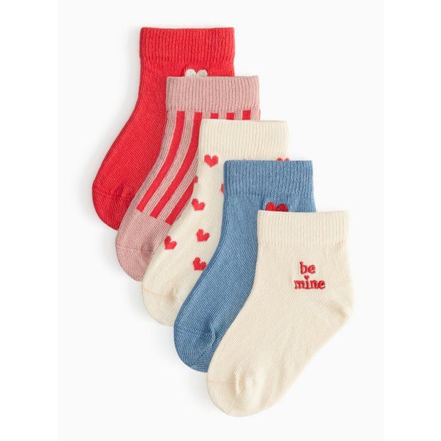 Valentine's Heart Socks 5 Pack 6-12 months | Tu Clothing