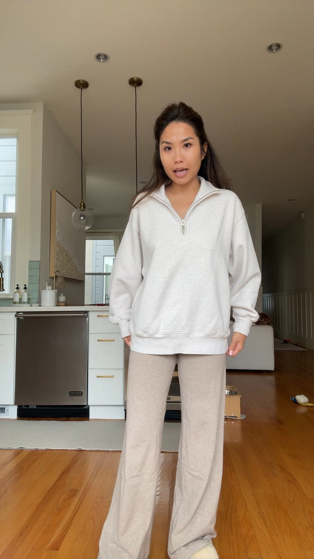 The best lounge pants!! I get them in store at brandy Melville but they also sell them online 

Sizing:
1/2 zip -  tts, xs
Pants - one size
Slippers - tts

#LTKFindsUnder50