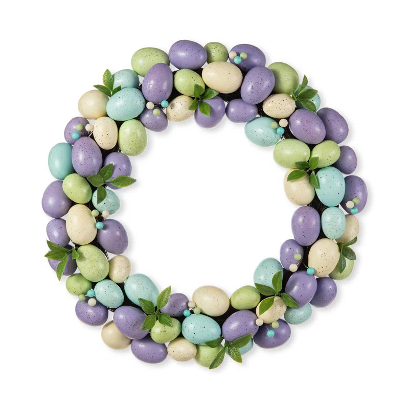 18" D Easter Purple Hue Eggs Wreath | Birch Lane