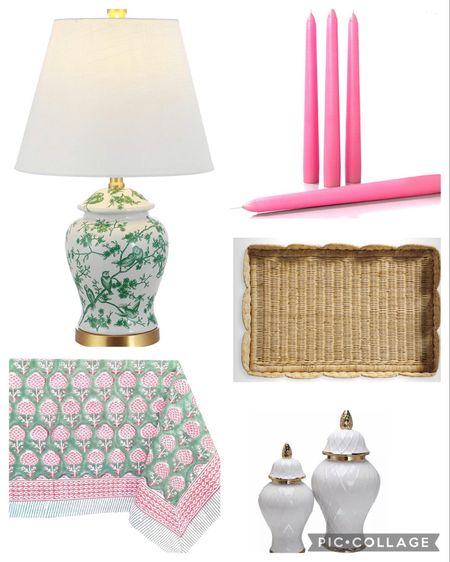 Spring entry table with ginger jar lamps, candles, scalloped rattan tray, and block print table cloth. 💖💚💖



#LTKsalealert #LTKhome #LTKSale