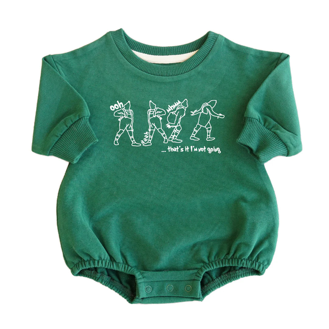 Christmas Sweatshirt Bubble Romper | Spruce Green | Caden Lane