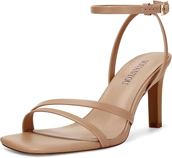 SOVANYOU Heeled Sandals for Women Dressy Square Open Toe Strappy High Heels with Ankle Strap for ... | Amazon (US)