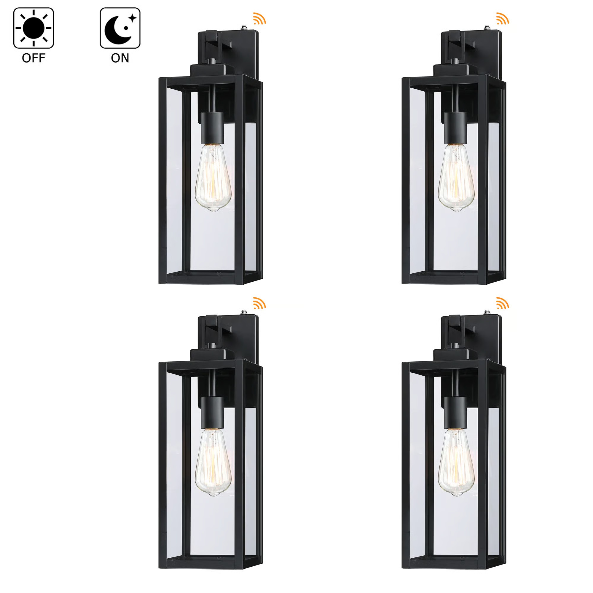 4-pack Outdoor dusk-to-dawn sensor Wall Light with Matte Black Finish (Set of 4) | Wayfair North America