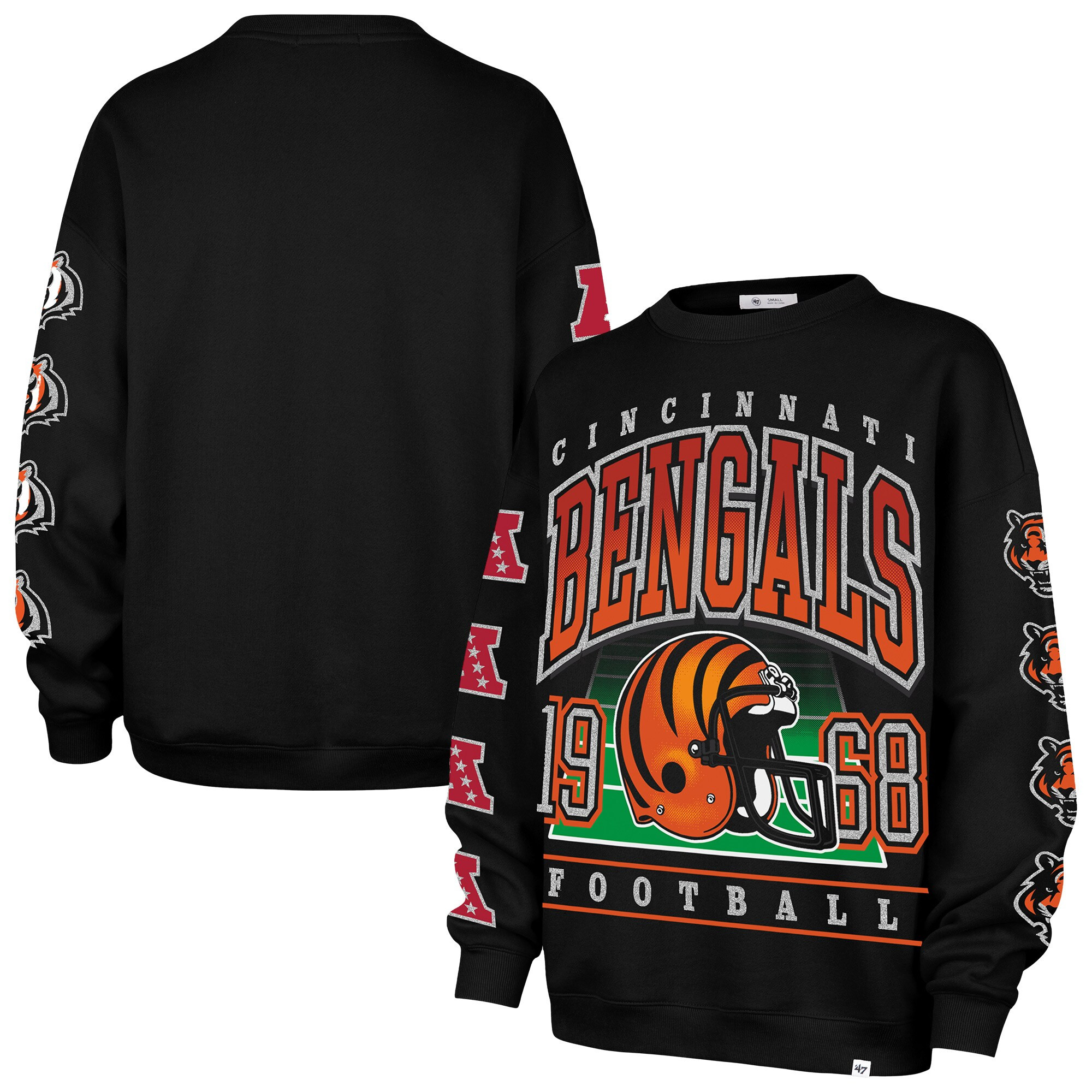 Cincinnati Bengals '47 Women's Go Big Oversized Pullover Sweatshirt - Black | Fanatics