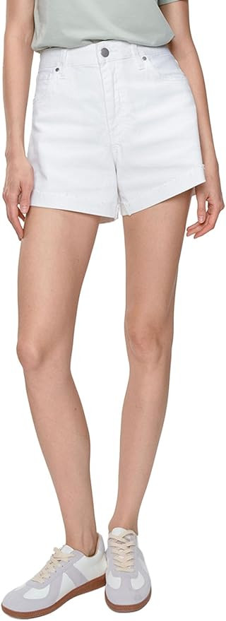 Women's Mid-Rise Shorts Jean Stretchy, Relaxed Straight Fit 4.7" Denim Rolled Hem with Pockets, S... | Amazon (US)