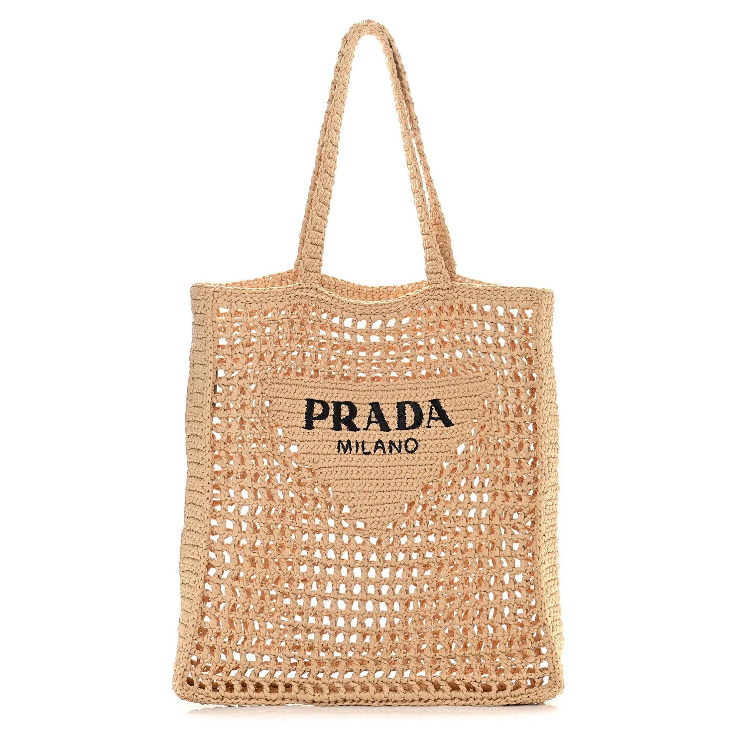 Raffia Embroidered Logo Tote Bag Naturale | FASHIONPHILE (US)