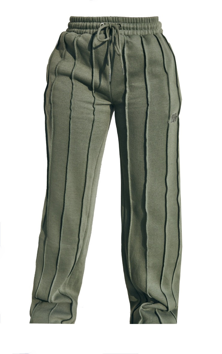 PRETTYLITTLETHING Shape Khaki Seam Detail Wide Leg Joggers | PrettyLittleThing US