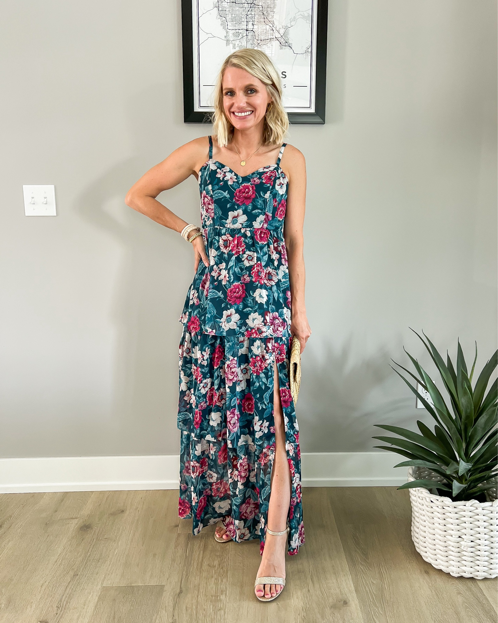 women's maxi summer dresses Tropical Floral Cut-Out Maxi Dress for Women