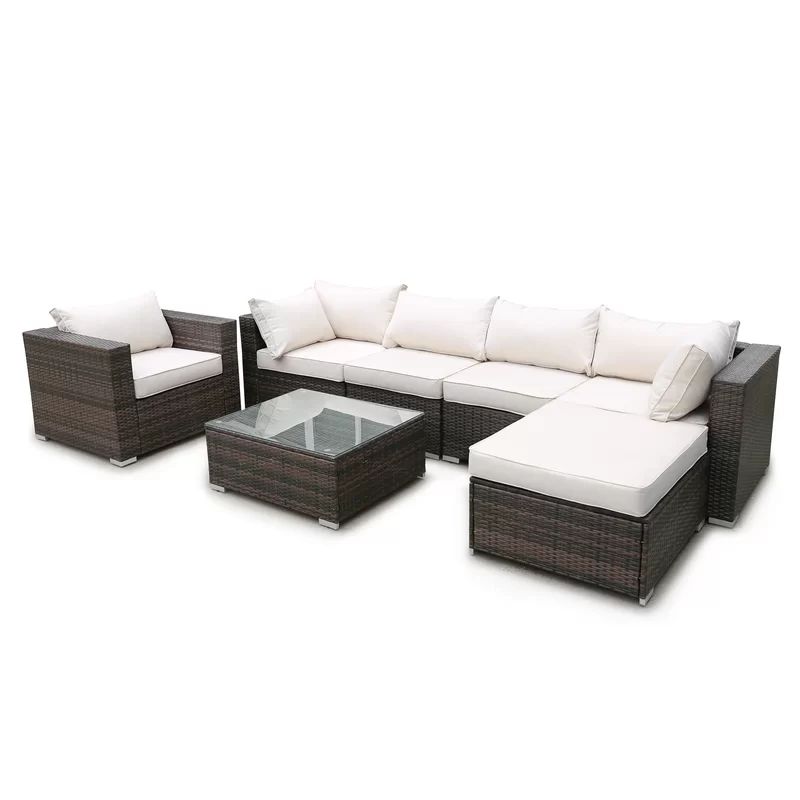 Patio Furniture 7 Piece Sectional Seating Group with Cushion (Set of 7) | Wayfair North America