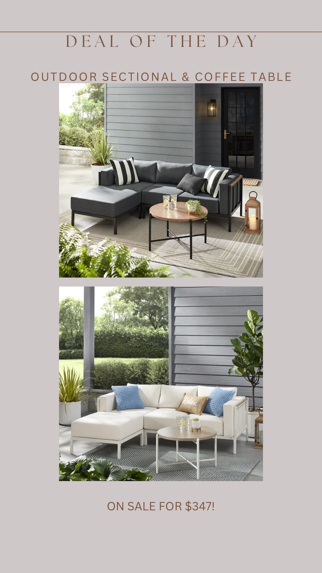 Gorgeous outdoor sectional with wood detail and coffee table only $347 right now!😍

#LTKStyleTip #LTKHome #LTKSaleAlert