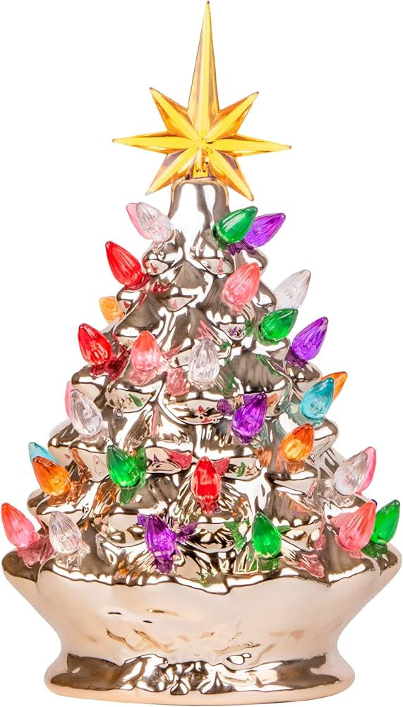 RJ Legend Christmas Tree - Pre-Lit Holiday Centerpiece, Ceramic, 35+ Multicolor Bulbs, Operated b... | Amazon (US)