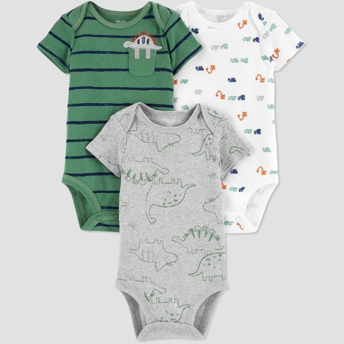 Baby Boys' 3pk Dinosaur Bodysuit - Just One You® made by carter's Green/White/Gray | Target