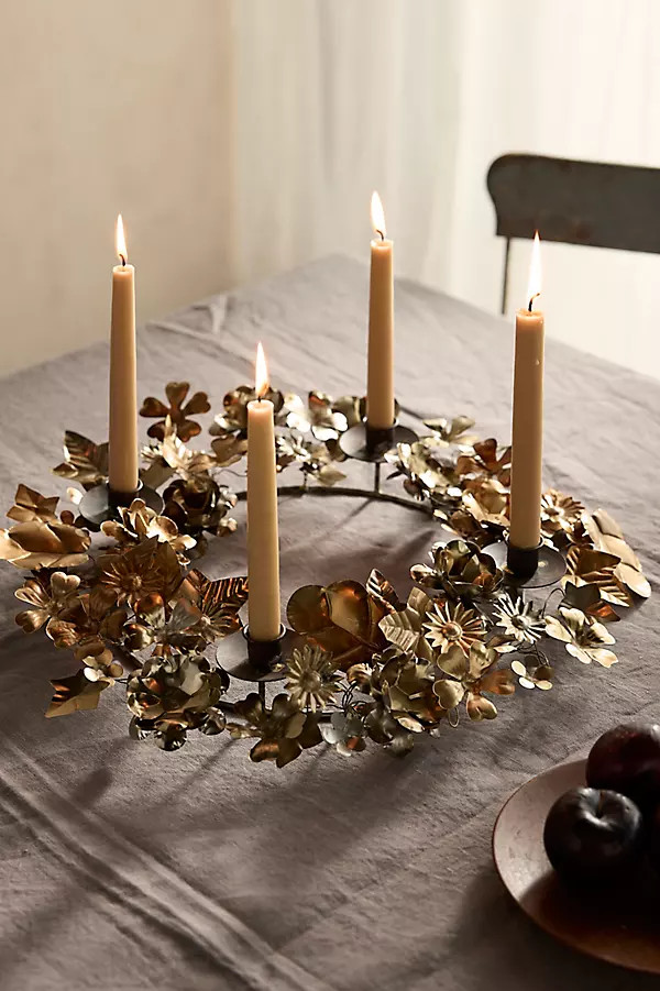 Floral Iron Wreath Candelabra | Anthropologie (US)