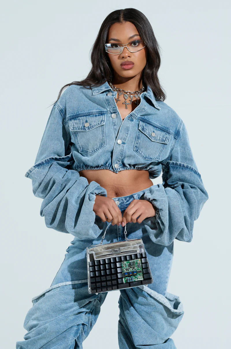 STACKED SLEEVE DENIM JACKET | AKIRA